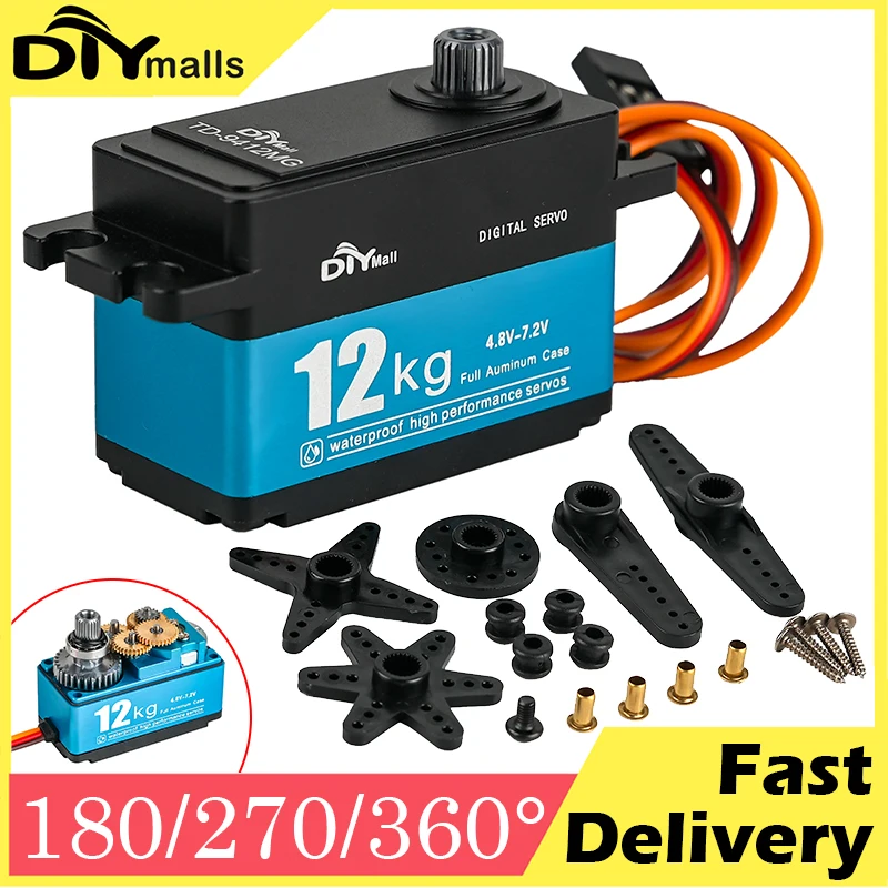 

12KG low profile Servo TD-9412MG RC Digital Servo Full Metal Case Carbon Brush Motor Servo Short Model for 1:10 1:8 RC Car Robot