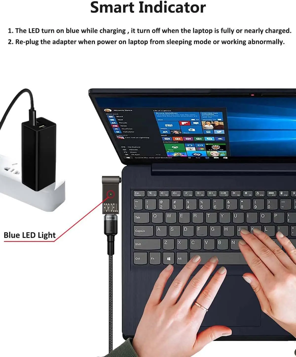 USB C to 4.5mm Laptop Charging Adapter Female Type C to Male DC 4.5 x 3.0mm Barrel Jack Plug 100W PD Power Charger Connector