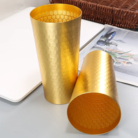 2-8pcs 400ml Japanese-style aluminum hammer point bar cold drink cup cola cup coffee cup creative pattern beer cup wine glass