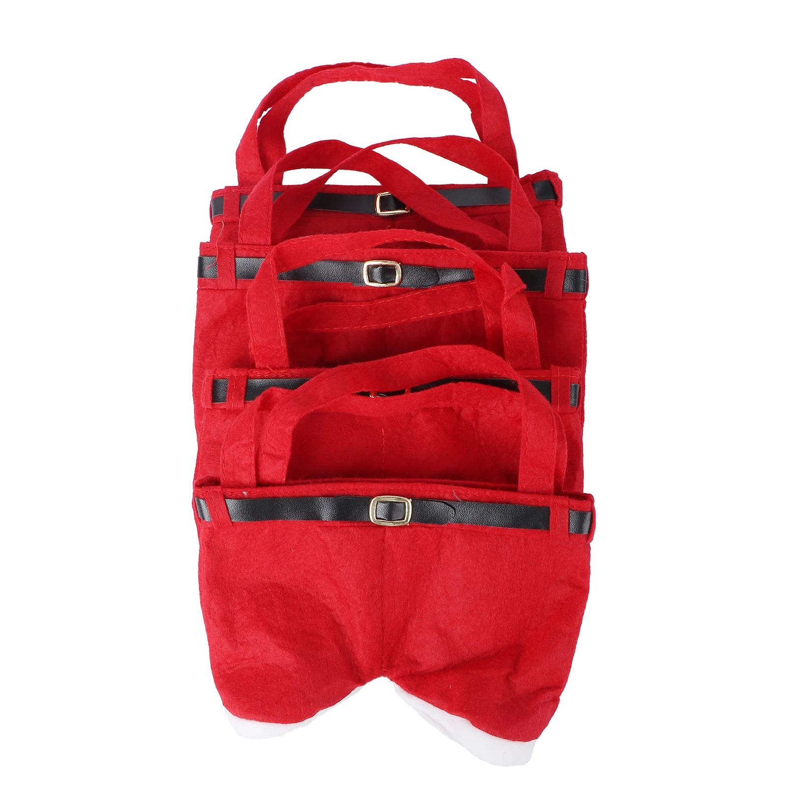 

4pcs Merry Christmas Gift Treat Candy Wine Bottle Bag Santa Claus Suspender Pants Trousers Decor Christmas Gift Bags