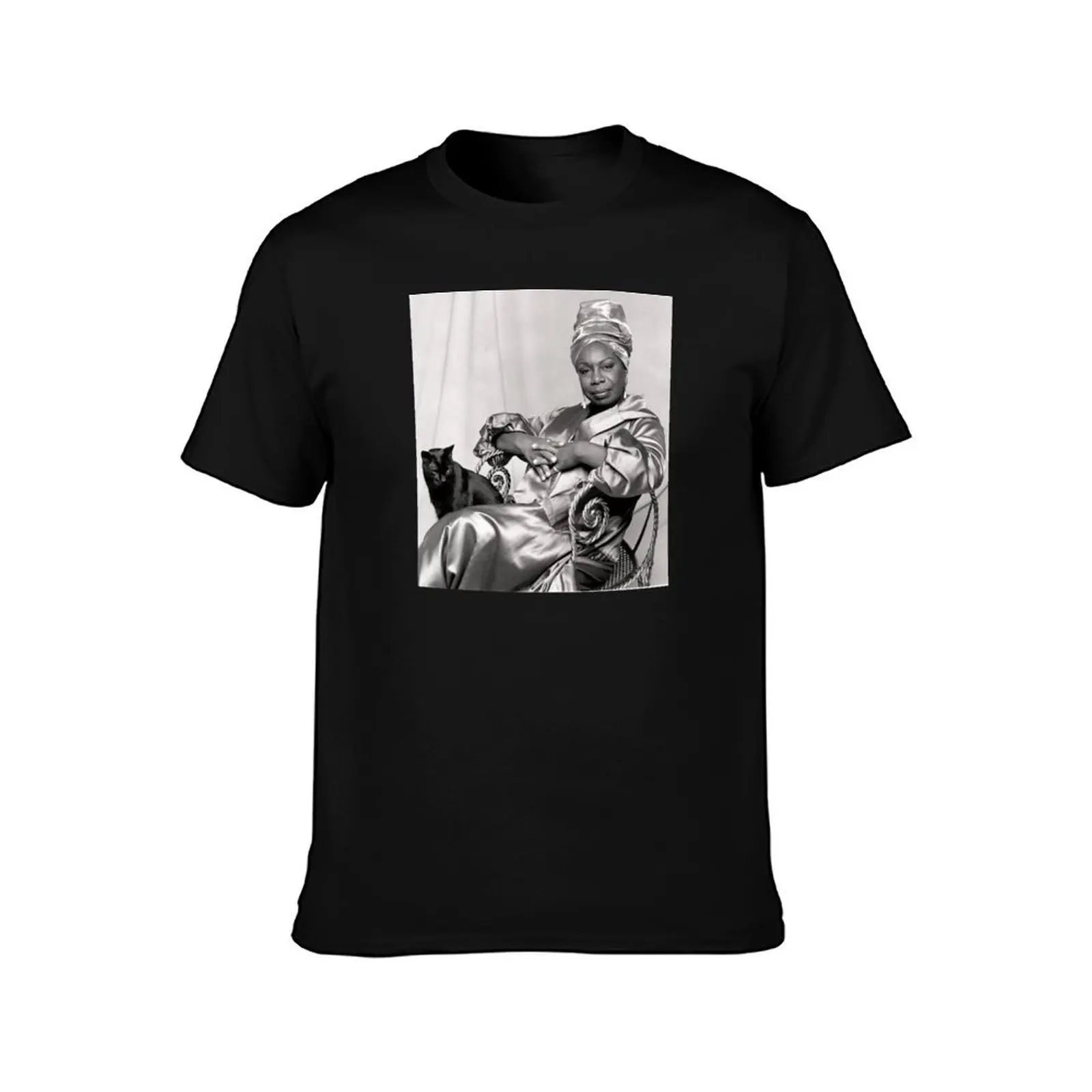 Nina & Black Cat - I Put A Spell On You T-Shirt, Summer Casual Cotton Tee, Oversized Streetwear Tops, Vintage Graphic Print