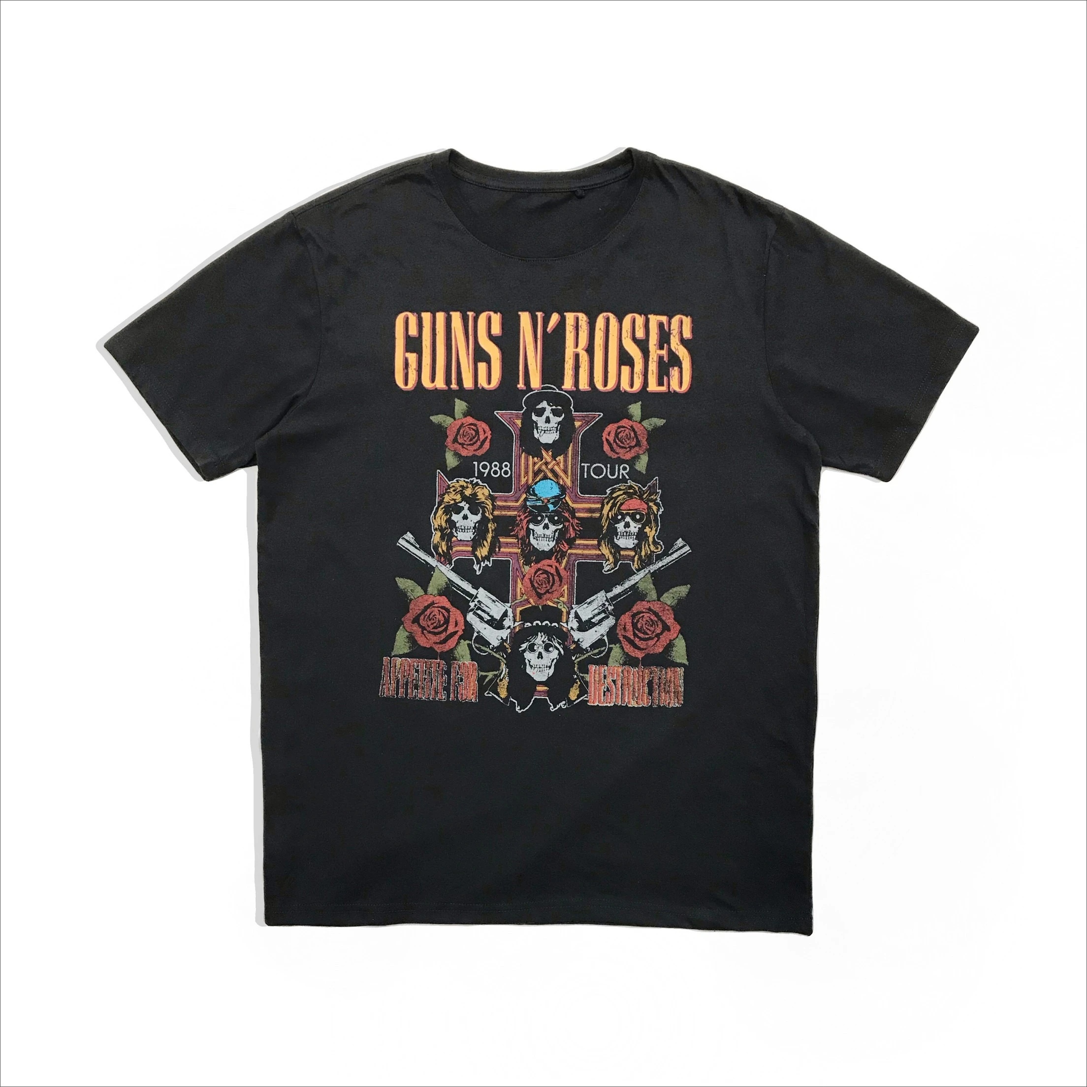 Pistol Rose Pattern Guns N 'Roses Rock Guns and Roses Band Casual T-Shirt Men's and Women's Luxury Band Brand Top 2026 New - view 6