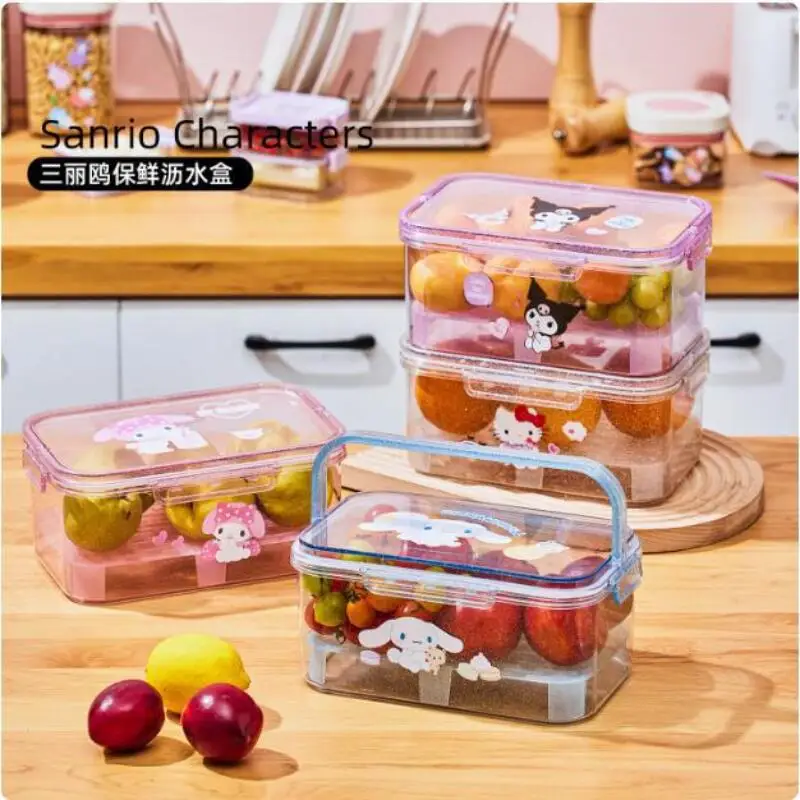 

Sanrio Hello Kitty My Melody Kuromi Food Storage Container Fruit Box New Product Cartoon Portable Large Capacity Outdoors Campus