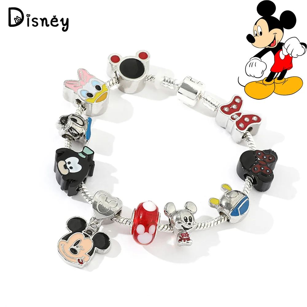 Disney Mickey Mouse Minnie Mouse Donald Duck Cosplay Pendant Metal Fashion Luxury Silver Plated Bracelet Charms Jewelry