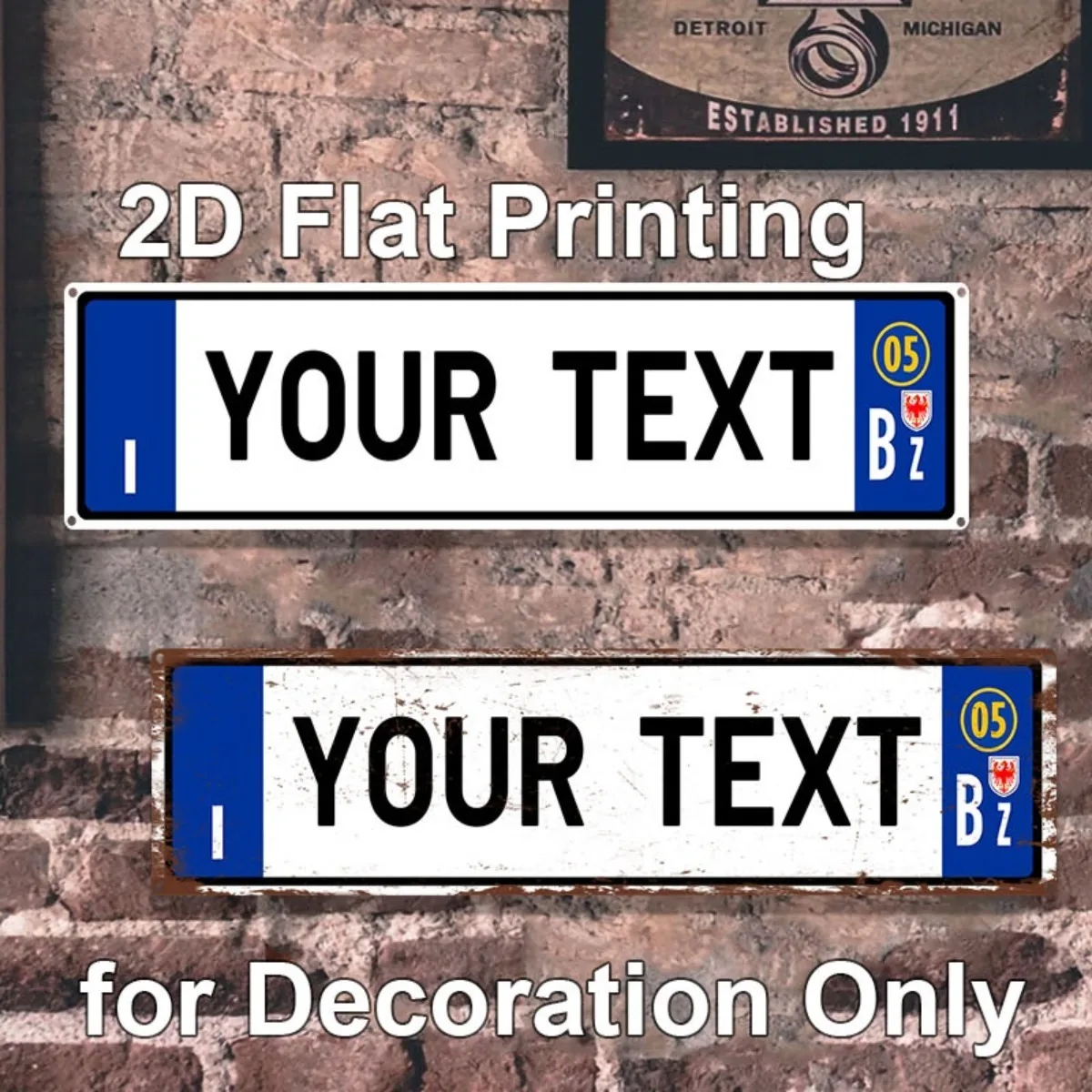 CIFbuy Customizable 2D Flat Aluminum Wall Sign,Custom Text Italy Style Home Wall Decor Ornament Gift
