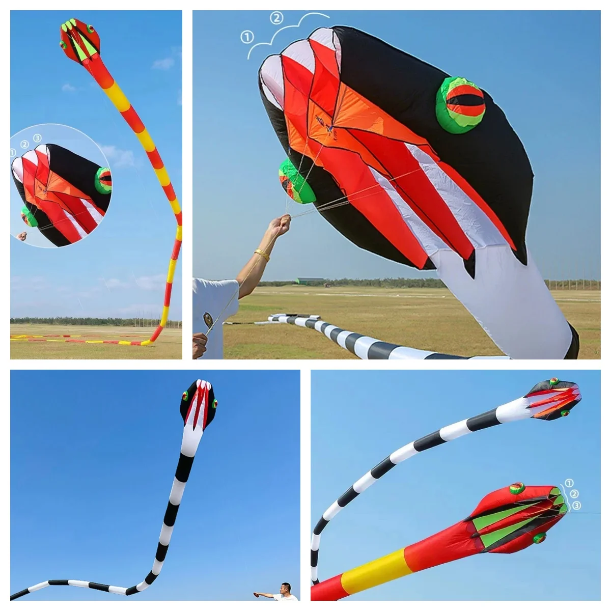 

Free Shipping 3D Large 60m Soft Snake Kites Soft Kites Nylon Ripstop Alien Inflatable Kite Factory Octopus Large Kites