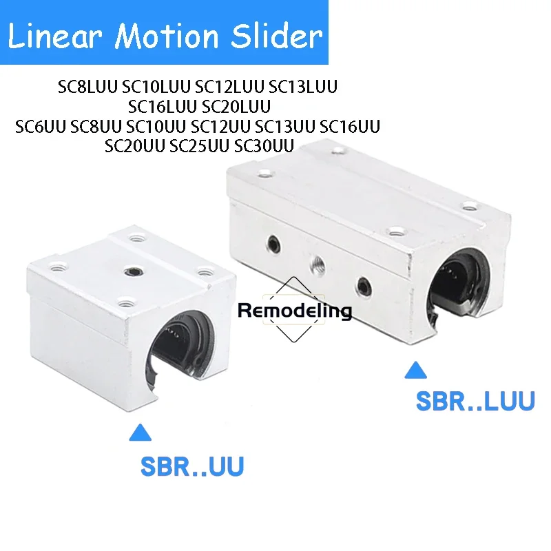 Linear Motion Slider Ball Bearing Block Bushing SBR12LUU SBR12UU SBR16LUU SBR16UU SBR20LUU SBR20UU Linear Support Rail Carriage