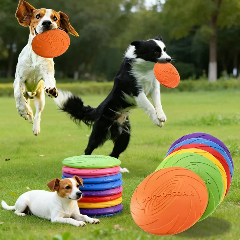 Flying Disc Dog Training Toy - Interactive Silicone Flying Saucer Toy for