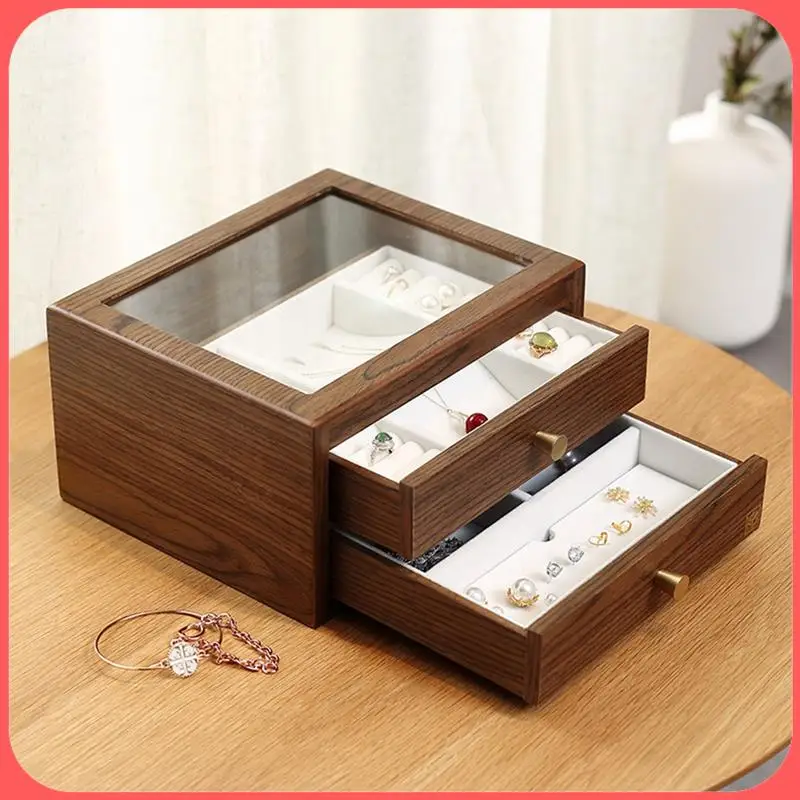 

AA89-1 Piece Storage Box Multilayer Drawer Bedroom Desktop Cosmetic Container Home Walnut Color