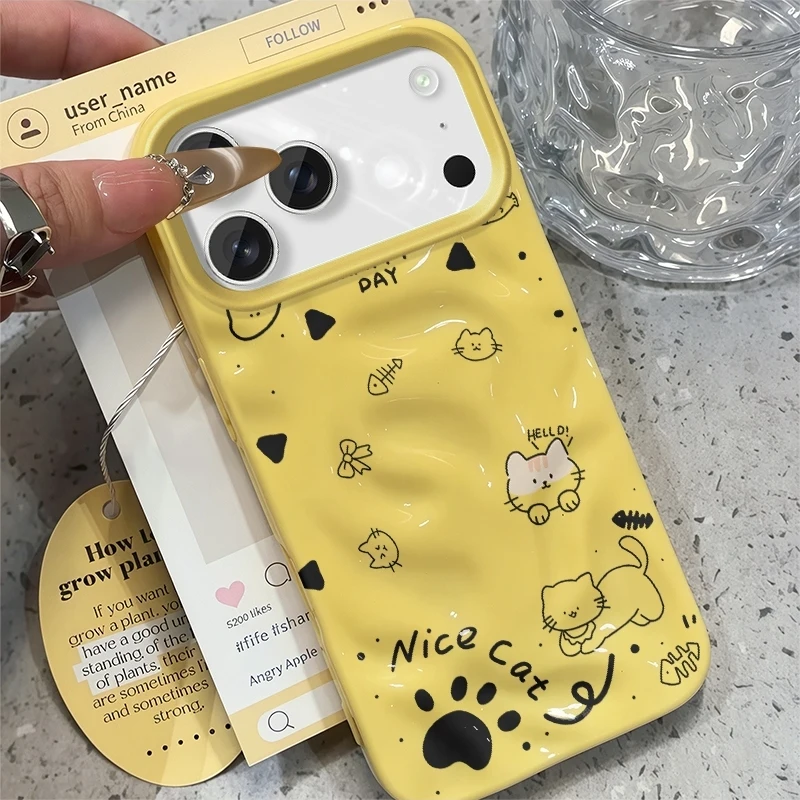 Coque de téléphone antichoc et anti-chute motif chats de dessin animé amusants couleur bonbon pour iPhone 17 16 15 14 13 12 11 Pro Max Plus Air