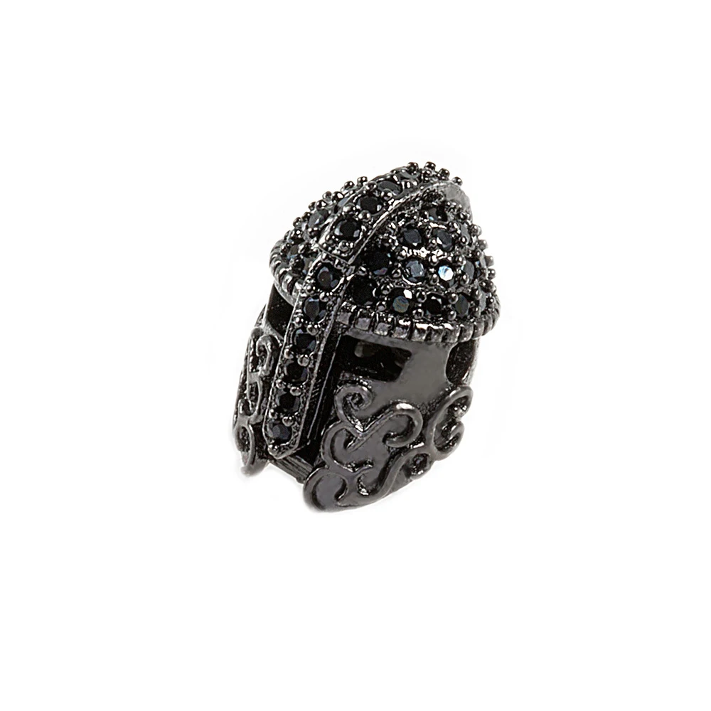 12PCS Knight Helmet Space Beads for Making Jewelry Bracelet  Brass Micro Pave Crystal Geometry  CZ Rhinestone Accessories