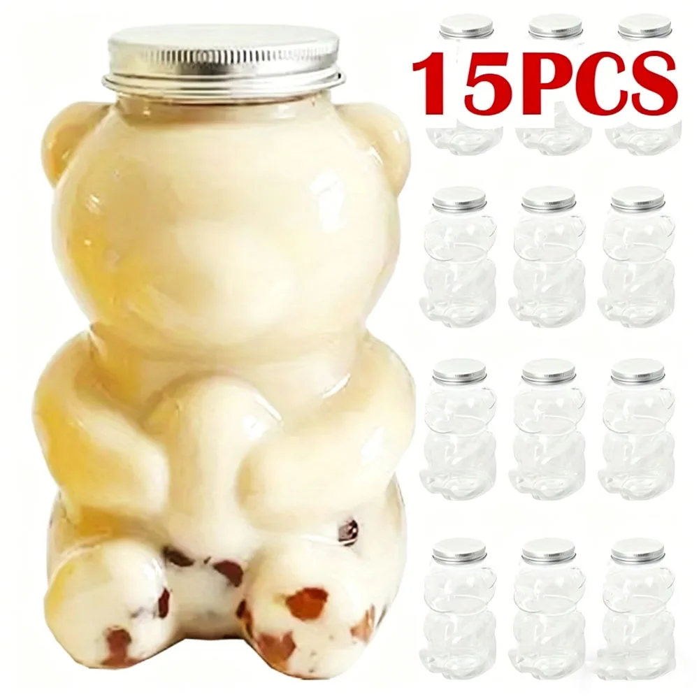 20pcs Bear-Shaped Plastic Jars DIY Crafts Reusable Containers for Weddings Birthdays Creating Decorative Empty Bear-Shaped Jars