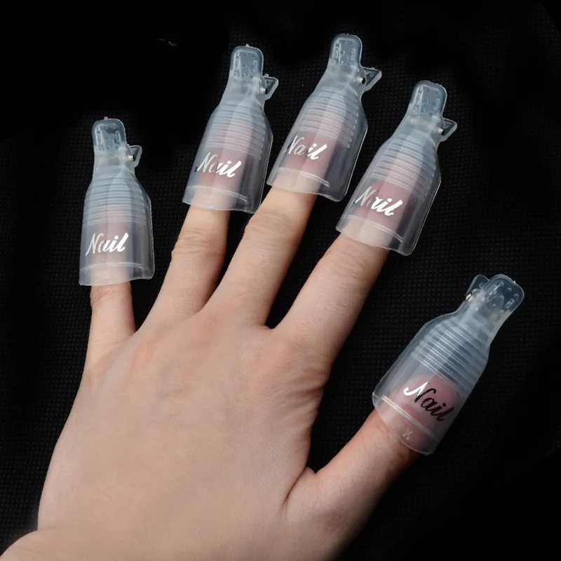 10 Pcs/Bag Colorful Acrylic Nail Art Soak Off Cap Clips Nails Cleaning Manicure UV Gel Polish Soak off Wrap Tools For Finger image 5