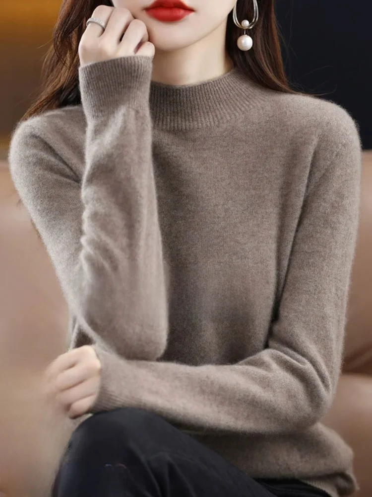  Thiened Long Sve Camere Sweater Women's Loose Fit Woolen Top f High Collar Autumn Winter Base Layer irt