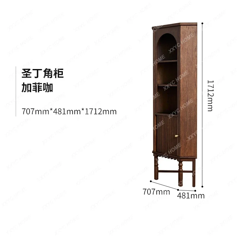 

X36Retro Solid Wood Living Room Corner Cabinet Household Corner Simple Triangular Cabinet