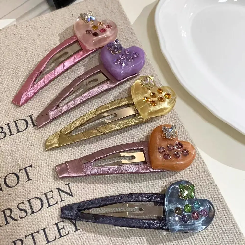 

Retro Love Acetate Hairpin Butterfly BB Clip Rhinestones Hairpin Bangs Clip Korean Style Heart Hair Clip Kids