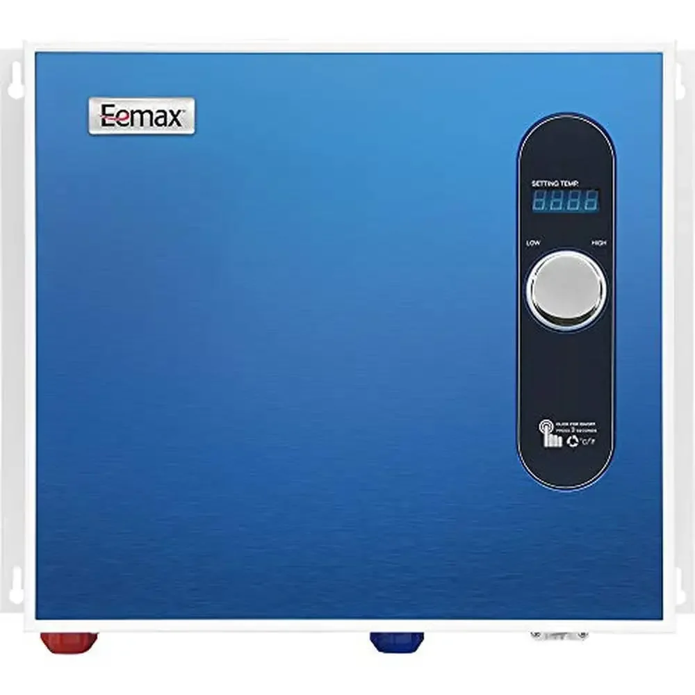 Electric Tankless Hot Water Heater Self-Modulating 36KW Stainless Steel Blue