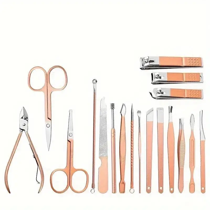 Manicure Set, Pedicure Kit Nagelknipperset, 18 Stuks Roestvrijstalen Nagelschaar, Verzorgingsgereedschap, Verzorgingsset Voor Vrouwen