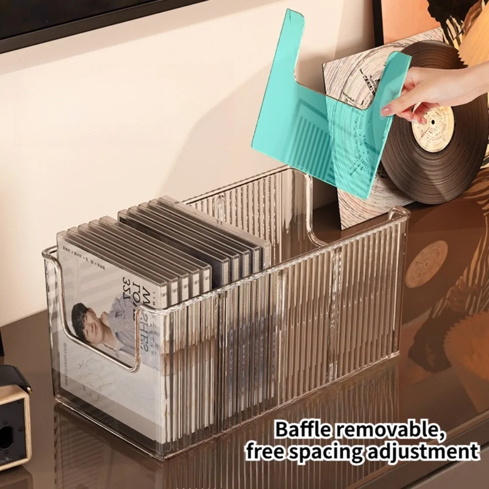 Estante de almacenamiento dividido de escritorio, organizador multiusos para cintas de discos de CD, soporte de exhibición de álbum de discos de vinilo