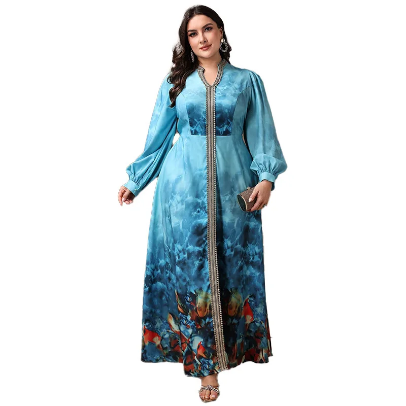 KYP1259 Women's Four sided Bounce Large Size Dress Clothing Muslim Robe