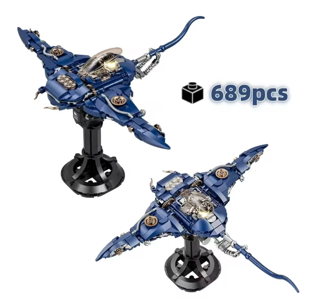 

MOC Creative Light Up Mechanical Manta Ray Ocean Animal Building Blocks Set MOC Style Educational Construction Kit