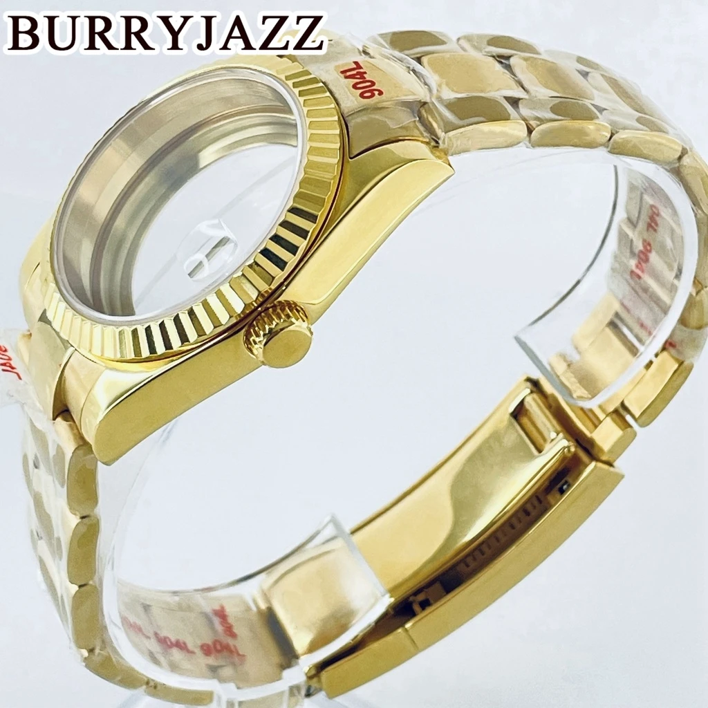 BURRYJAZZ 36mm 40mm NH34 NH35 NH36 NH38 PT5000 ETA2824 Watch Case Gold Stainless Steel  Case Waterproof Sapphire Crysta