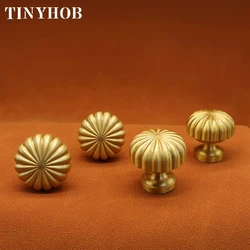 TINYHOB /Solid Brass Furniture Handles Simple Nordic Pastoral Wardrobe Dresser Knobs Cupboard Cabinet Drawer Round Gold Pulls