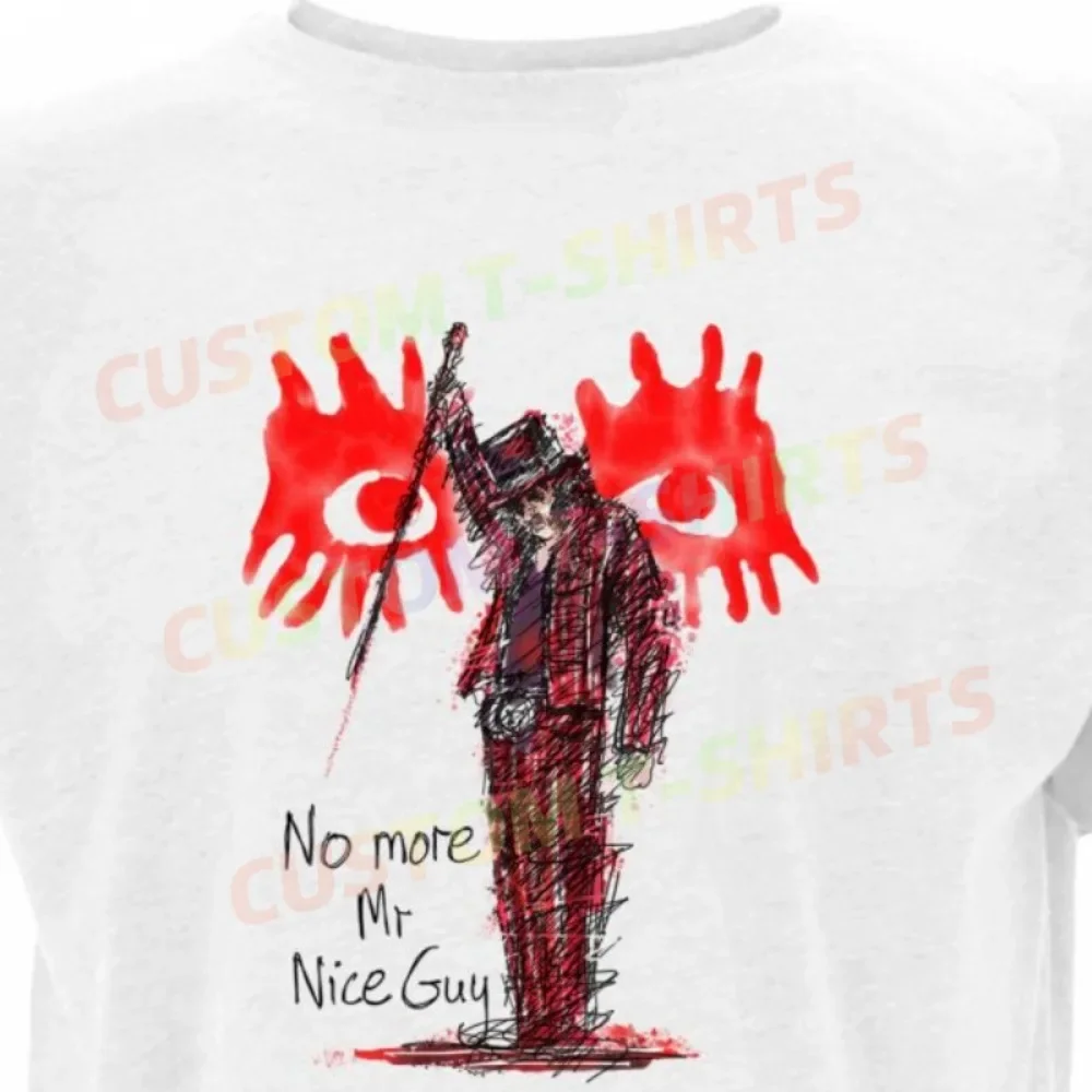 

238 8_Alice_Cooper_–_No_more_Mr_Nice_Guy Fans' comic-style hand-drawn pattern T-shirts for both men and women in summer