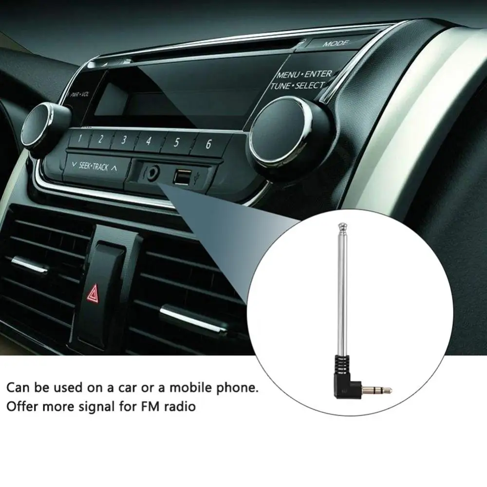 Portable Mini 3.5mm Connector Telescopic FM Radio Antenna for Car Mobile Phone