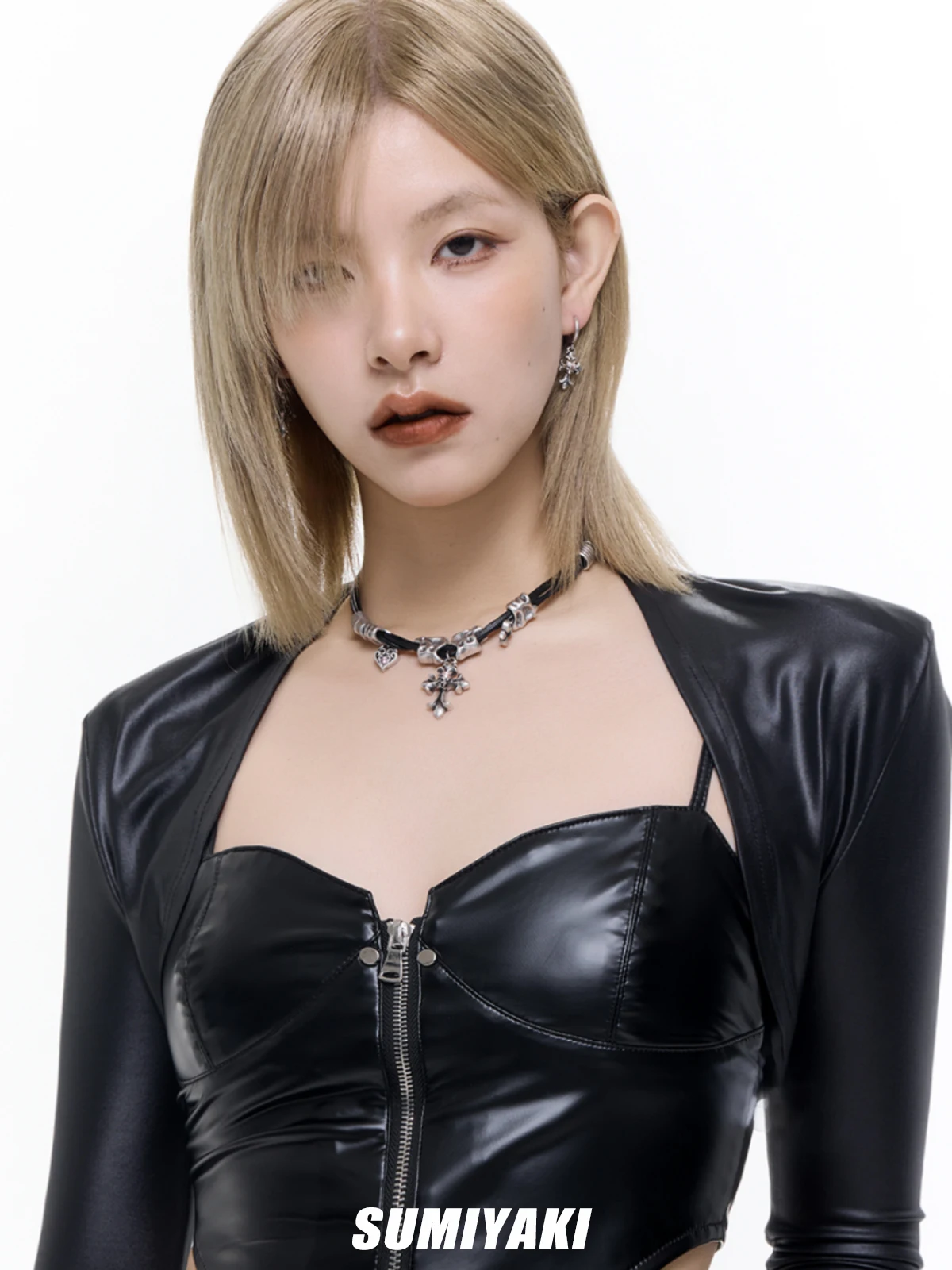 Women's Skeleton Cross Hoop Earrings, Gothic Punk Style