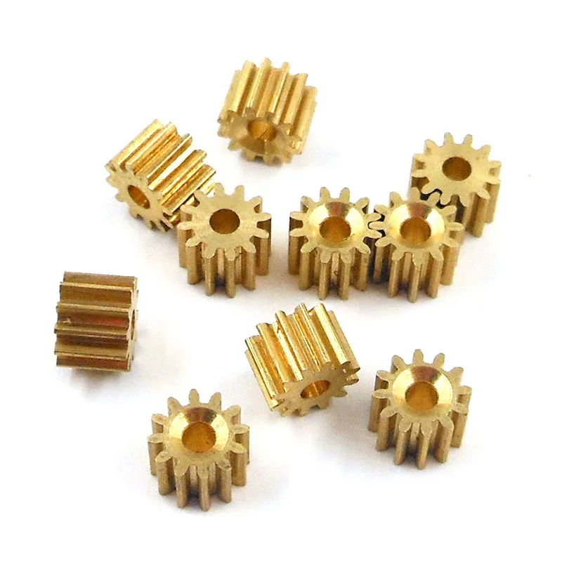 122.3A 0.5M Copper Gears 2.3mm ( 2.24MM ) Hole 12 Teeth Spindle Metal Gear Toy Model Fitting Parts 10PCS/LOT