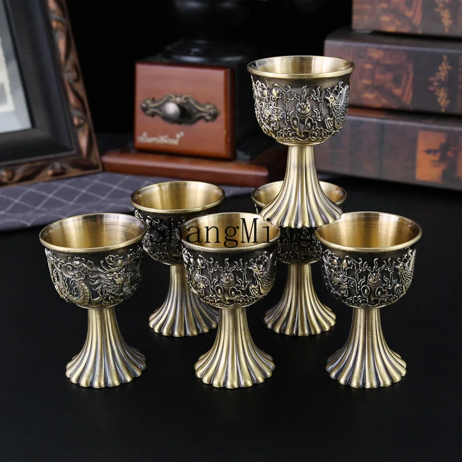 DSA Vintage Dragon and Phoenix Barware Set High-end Creative Home Retro Metal Tray Dispenser Gift Ornament