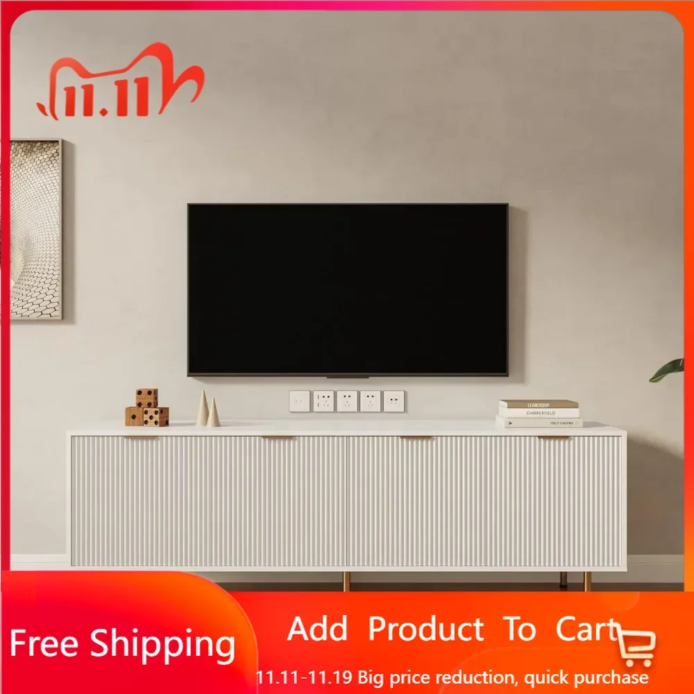 TV Stand Wood TV Stand with 4 Large Drawers, TV Console Table Media Cabinet with Storage for Living Room Bedroom