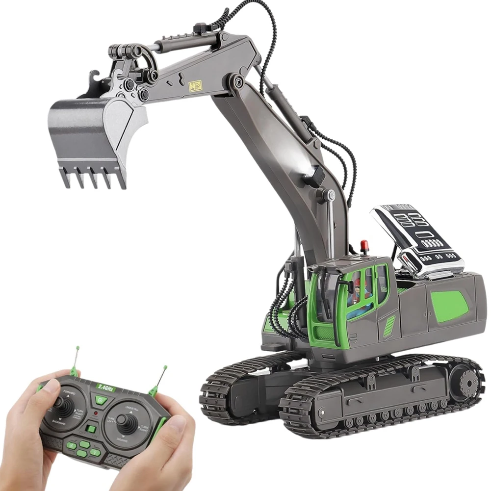 MACH-Remote Control Excavator For Boys, Alloy Remote Control Car Best Birthday Gifts For Kids 6 7 8 9 10 11 Year Old