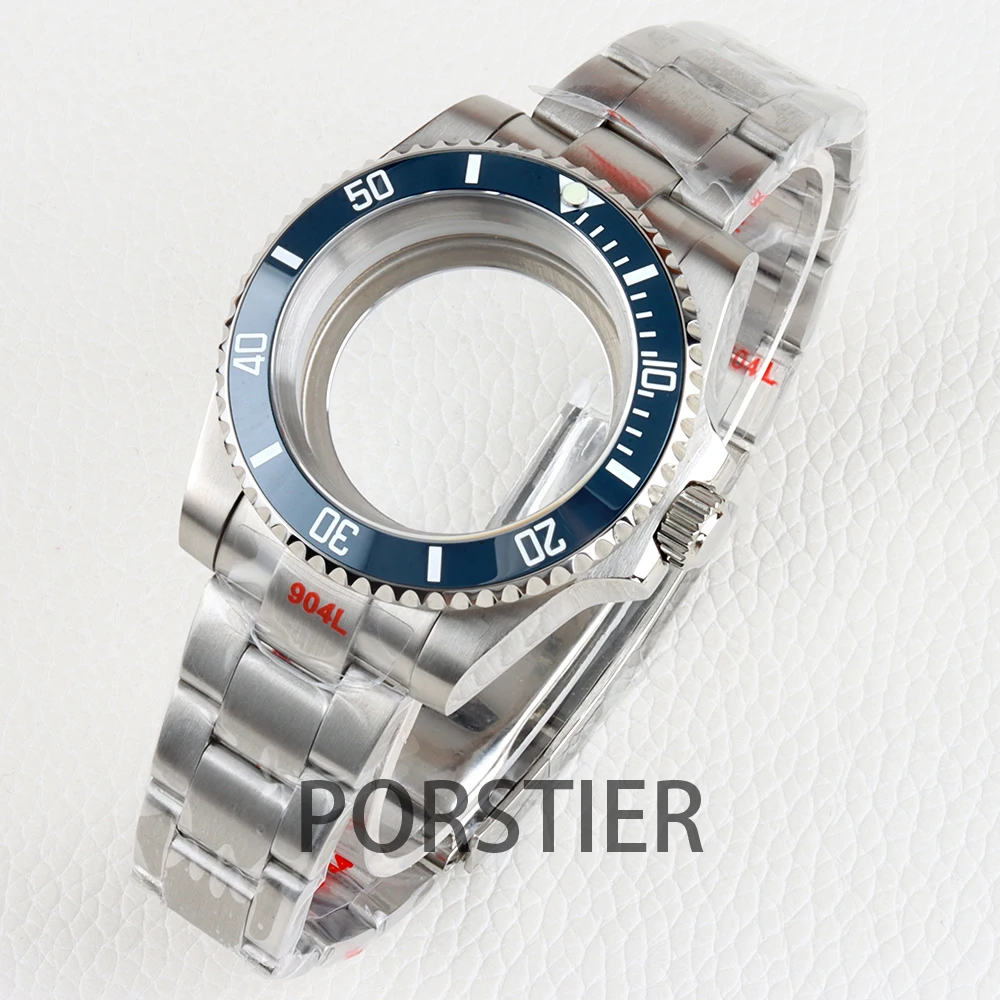 

40mm NH35 Watch Case Sapphire Glass for SUB/GMT/Yacht-Master NH34 NH35 NH36 NH38 Movement Stainless Steel Oyster Brushed Strap