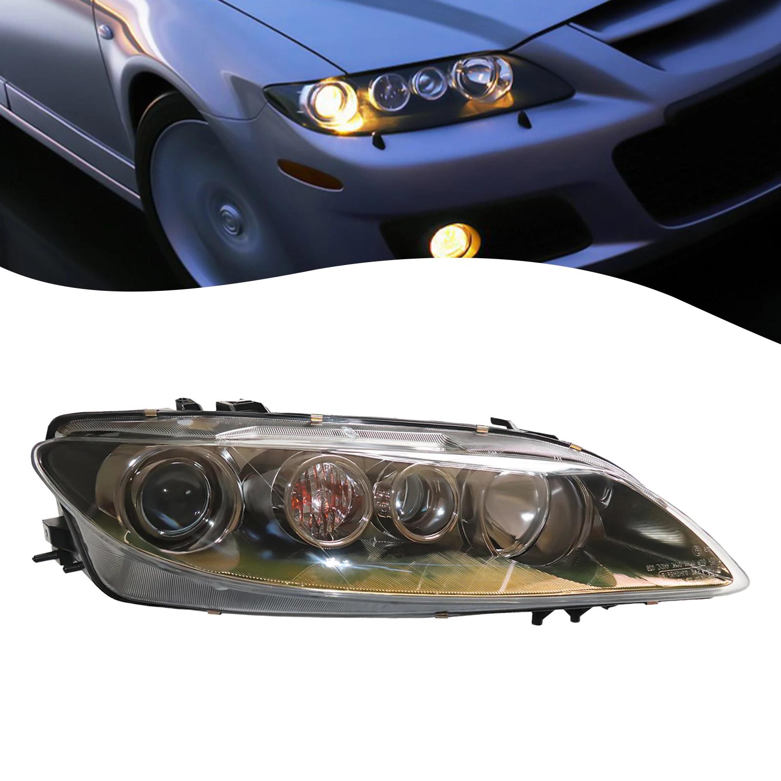 Halogen Headlight Assembly Fit 2006-2008 Mazda 6 Headlamp (Passenger Right Side) Front Head Light Factory Direct Replacement