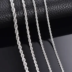 1 Pcs 925 Sterling Silver Width 2/3/4MM Rope Chain Necklace/Bracelet For Men Women Men Fashion Chain Necklace