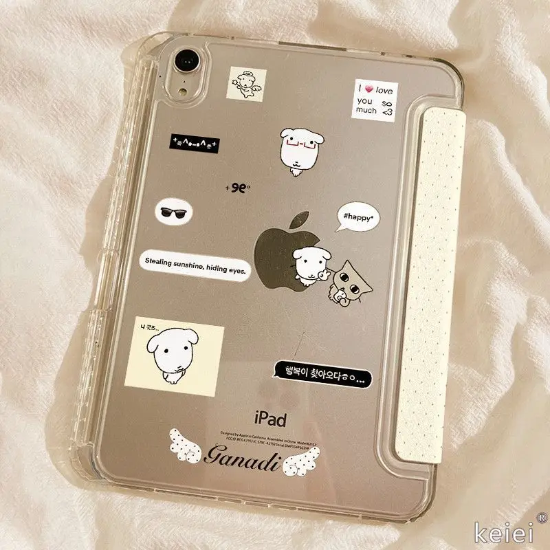 Polka Dots Puppy Korea Dog Y2K Tablet Case For iPad Pro 11 13 M2 M4 M3 10.2 5/6th 7/8/9/10/11th Mini 6 7 Air 3 4 5 6 Stand Cover