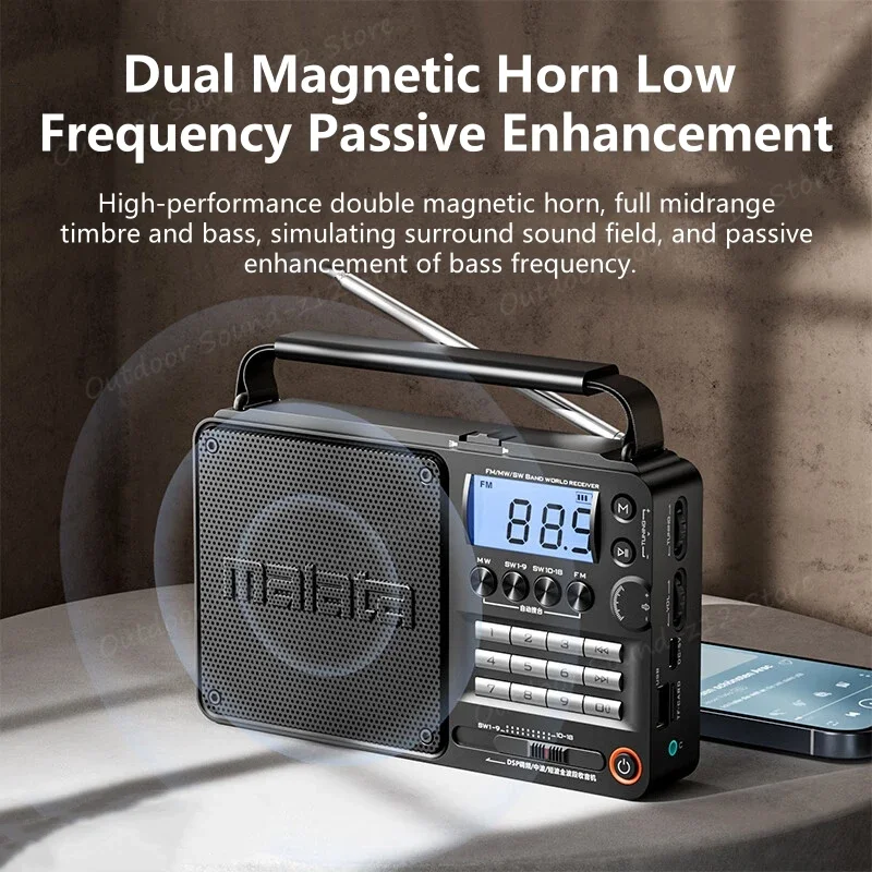 New Good Price Bluetooth Speakers With Led Light Multifunctional Rechargeable All-band Radio Portable Plug-in Card for Listening