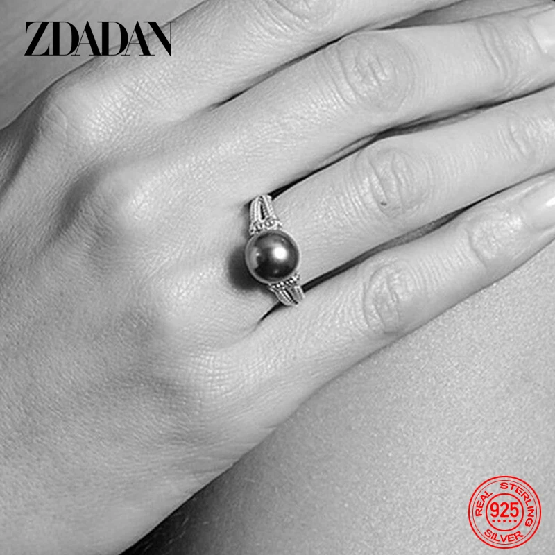 ZDADAN 925 Silver Pearl Ring For Women Wedding Jewelry Accessories Wholesale