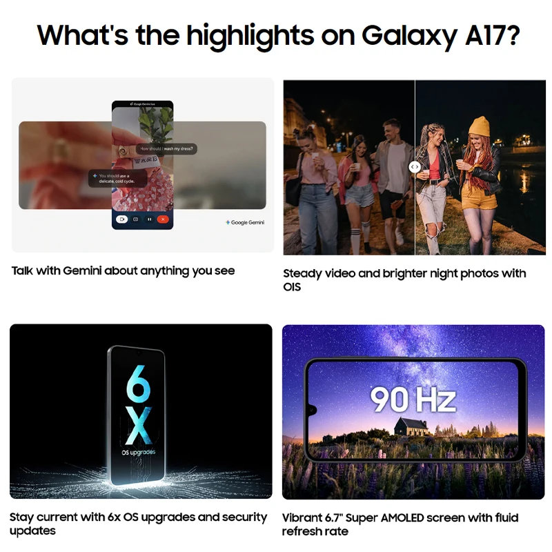 Global Version Samsung Galaxy A17 4G MTK G99 Smartphone 5000mAh Battery 50MP OIS Camera 6.7