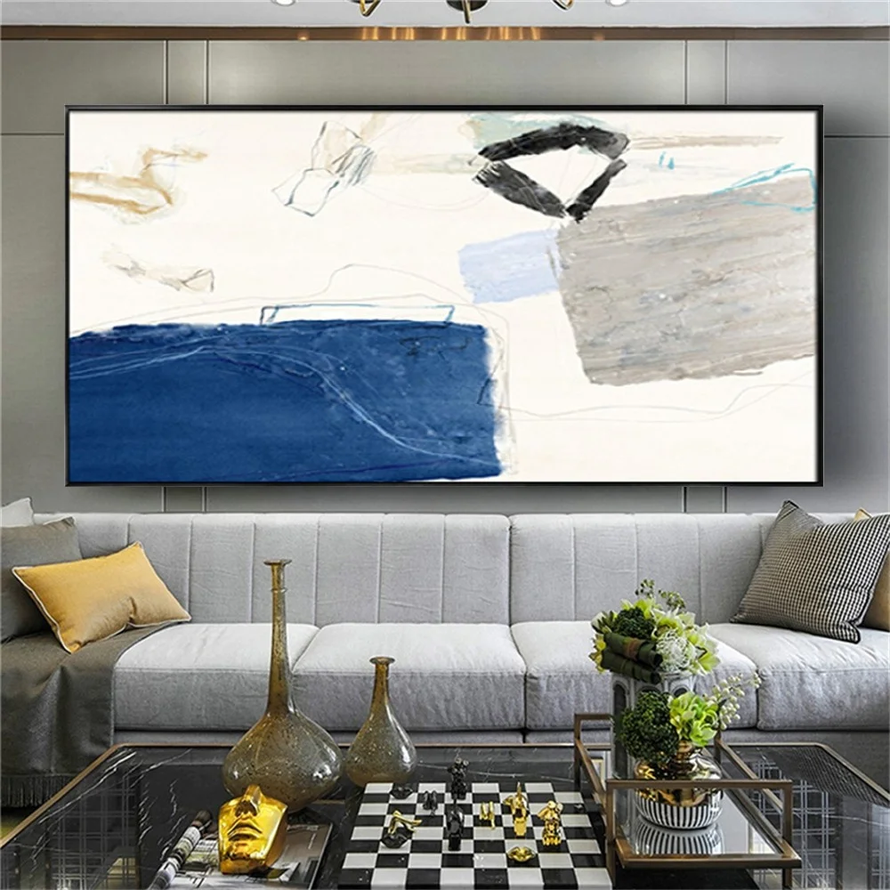 High Quality HandPainted Oil Painting Abstract Geometric Pattern Large Acrylic Wall Art Pictures On Canvas For Home Decor Mural