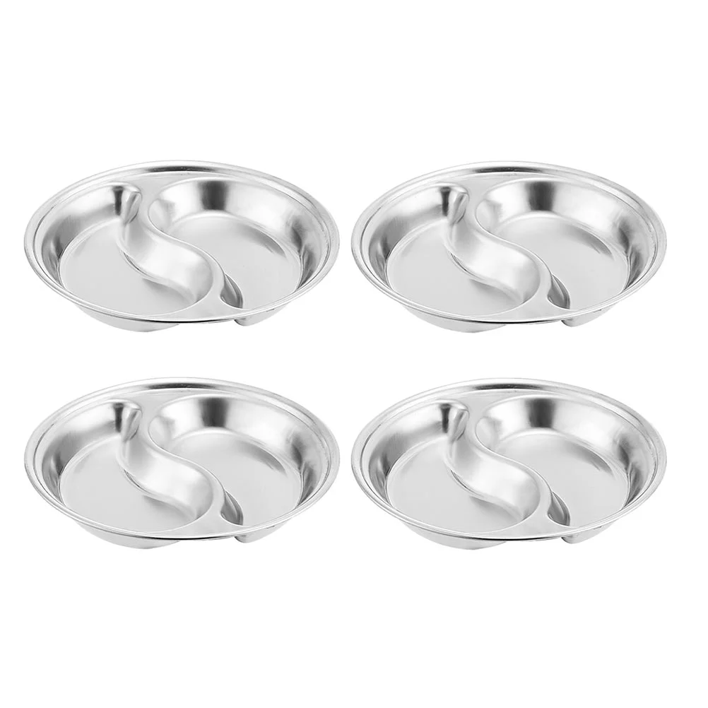 

4 Pcs Stainless Steel Saucer Seasoning Dish Food Container Vinegar Dishes Soy Bowls Tray Dip Plate