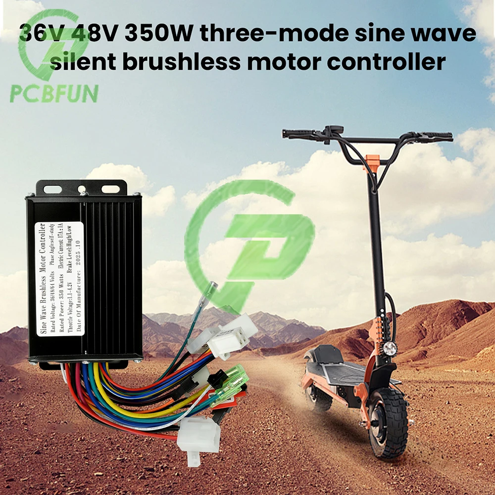 

Brushless Motor Controller 36V 48V 350W Electric Bike Controller Waterproof Aluminum Alloy for E-Bikes Scooters Balance Bikes