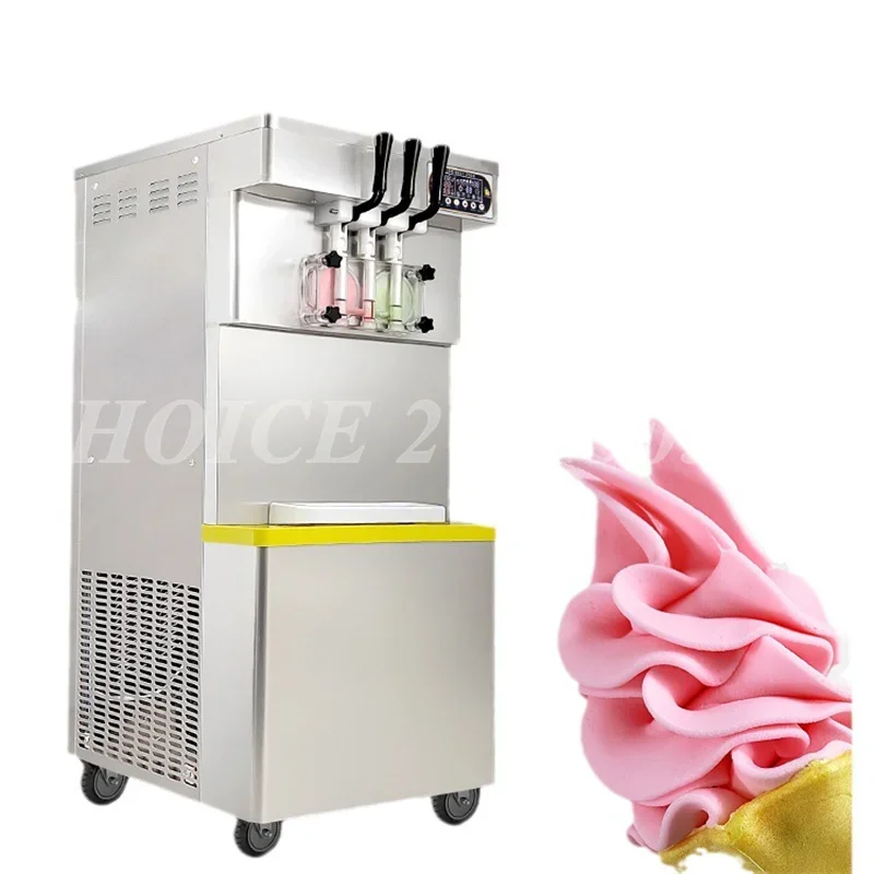 

Vertical 3 Flavors Soft Ice Cream Machine Stainless Steel Fruit Yogurt Ice Cream Maker Commercial Making Machine