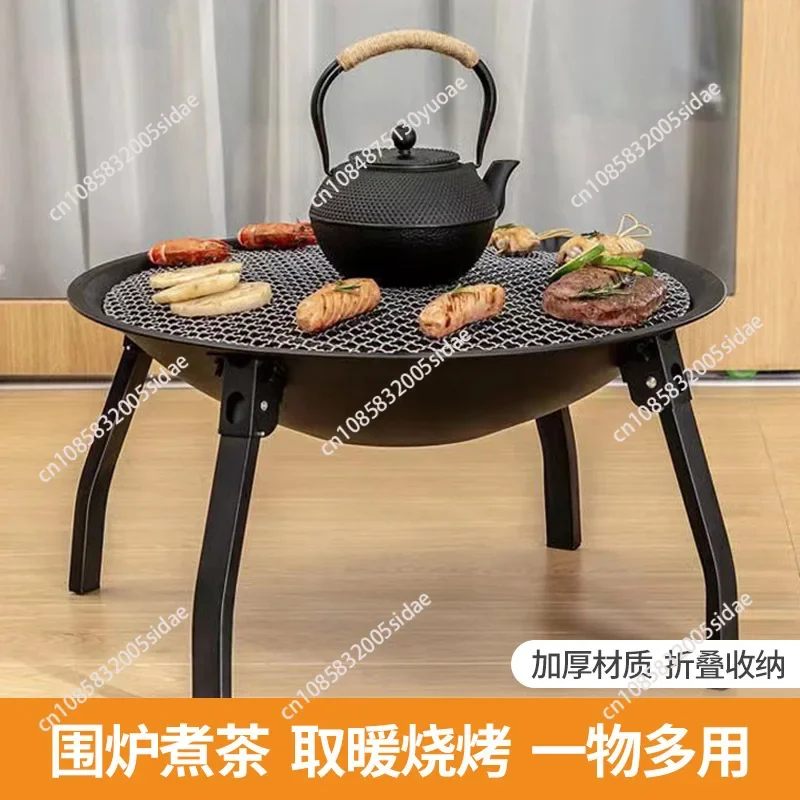 Camping Portable Multifunctional Stove Barbecue Heater Bonfire Charcoal Burner Brazier Grill Firepit Outdoor Foldable Furnace