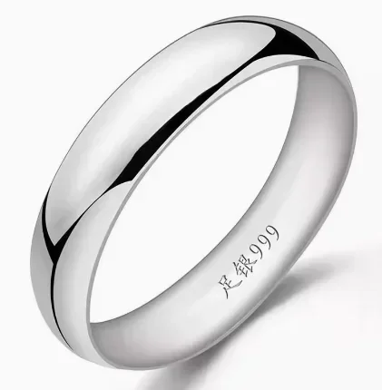 999 silver rings for couples pure silver rings finger rings 3mm -5mm