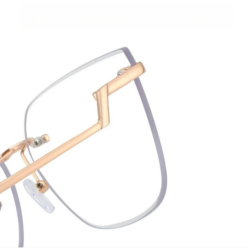 FIRADA Fashion Cat's Eye Eyeglasses Retro Metallic Sexy Rimless Eyewear Comfortable Prescription Glasses Frame For Women 23003-C - Image 4