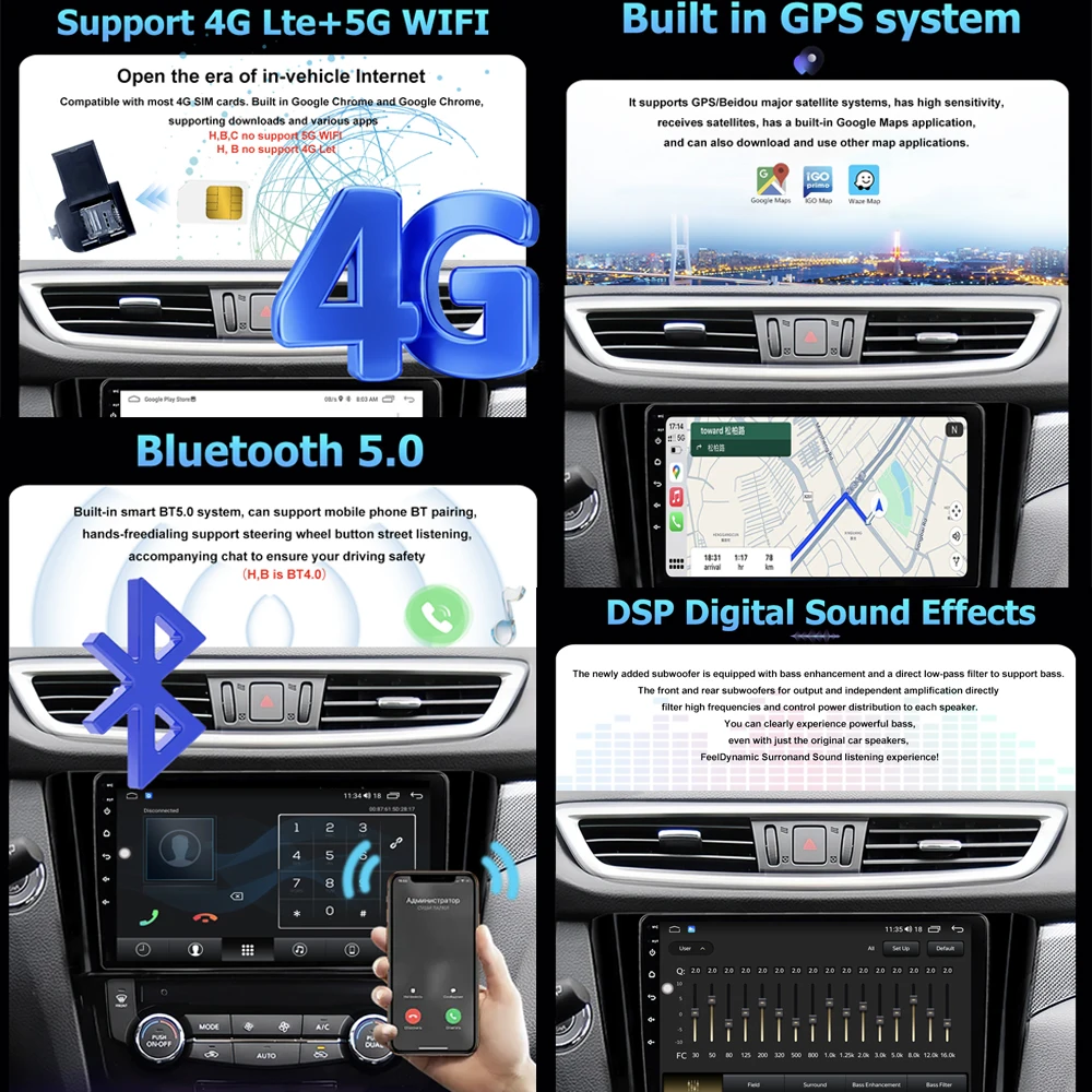 Android 16 Auto Carplay For Peugeot 2008 208 2019 - 2022 Car Radio Multimedia Video Player GPS Navigation Bluetooth DSP 4G WIFI
