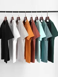 Men100% Cotton Solid Color T-shirt Blank Oversized Short-Sleeve Plain Top Tee Plain Custom T Shirt High Quality Clothing AG40